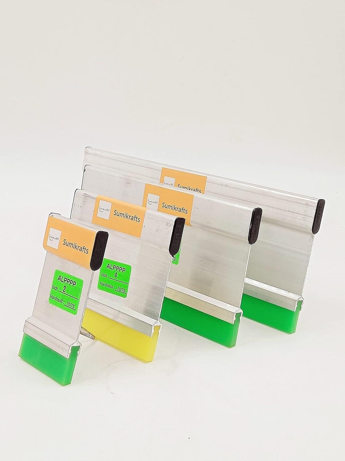 sumikrafts squeezee blade for screen coating-screen printing-aluminium body-fine quality rubber blade -4 assorted sizes 2 inchs+4 inches+7 inches+10 inches
